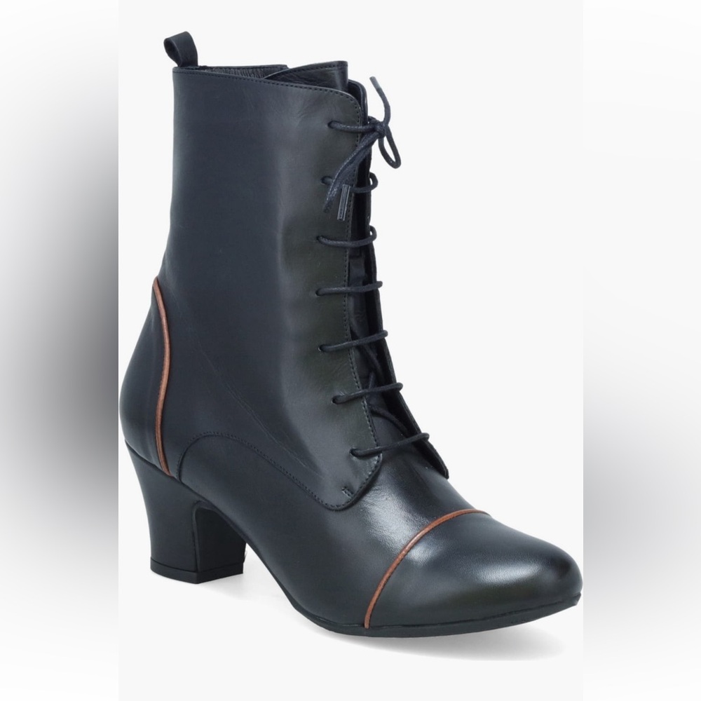 Miz Mooz NEW / BOXED Fabian 2-tone LEATHER Lace-Up Heeled Bootie - Picture 4 of 15